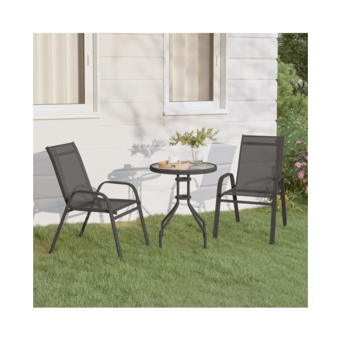 Ensemble de bistro de jardin 3 pcs Gris