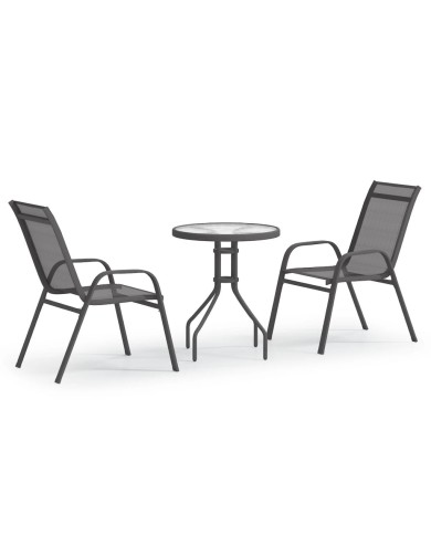 Ensemble de bistro de jardin 3 pcs Gris