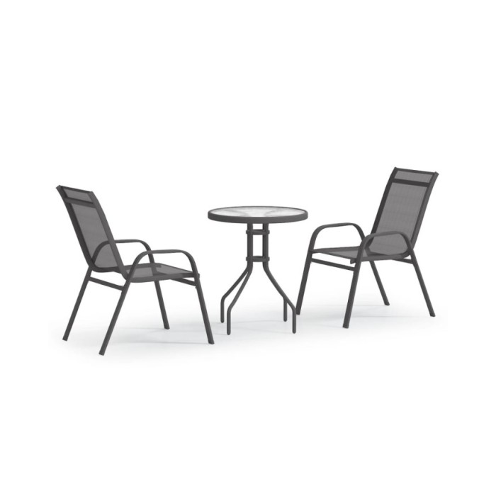 Ensemble de bistro de jardin 3 pcs Gris