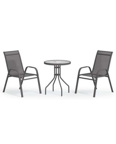 Ensemble de bistro de jardin 3 pcs Gris
