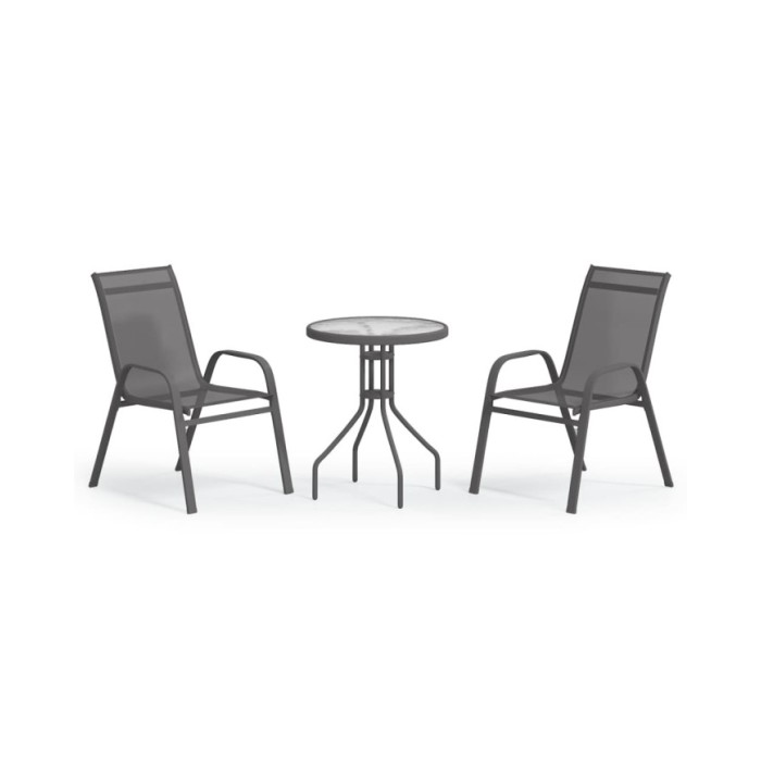 Ensemble de bistro de jardin 3 pcs Gris