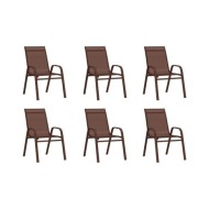 Chaises empilables de jardin 6 pcs Marron Tissu textilène