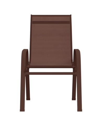 Chaises empilables de jardin 6 pcs Marron Tissu textilène
