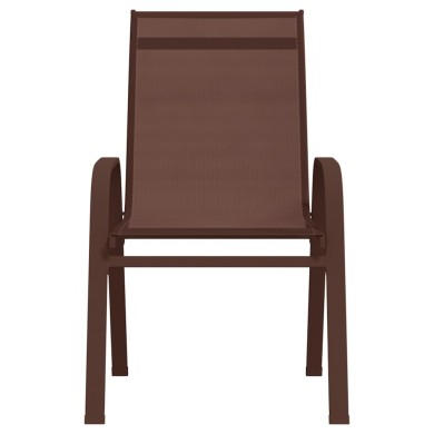Chaises empilables de jardin 6 pcs Marron Tissu textilène