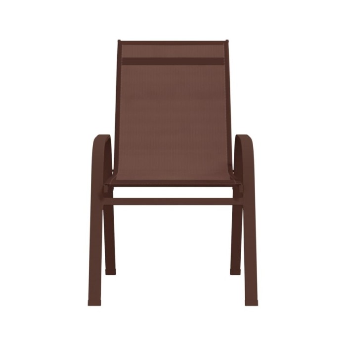Chaises empilables de jardin 6 pcs Marron Tissu textilène