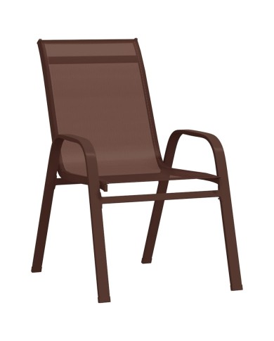 Chaises empilables de jardin 6 pcs Marron Tissu textilène