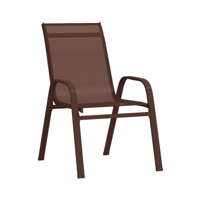 Chaises empilables de jardin 6 pcs Marron Tissu textilène