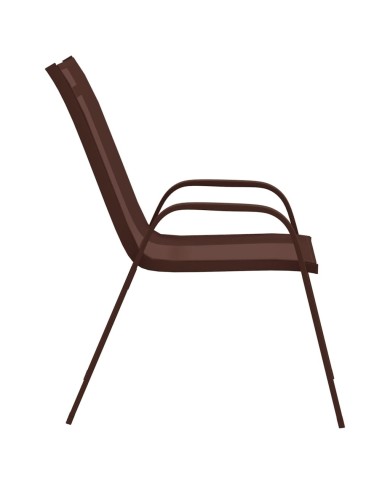 Chaises empilables de jardin 6 pcs Marron Tissu textilène