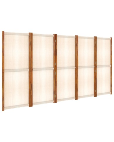 Cloison de séparation 5 panneaux Blanc crème 350x180 cm
