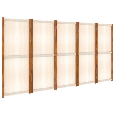 Cloison de séparation 5 panneaux Blanc crème 350x180 cm
