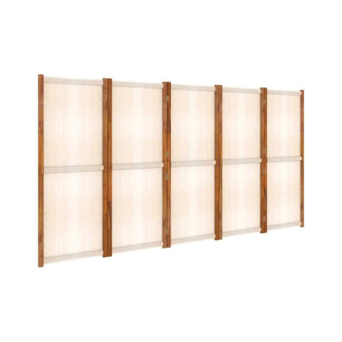 Cloison de séparation 5 panneaux Blanc crème 350x180 cm