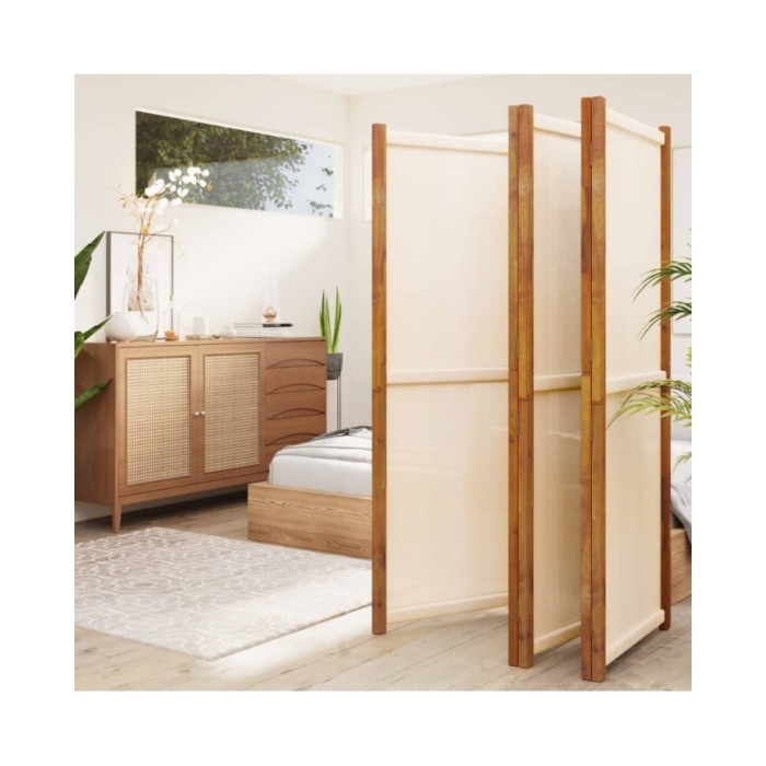 Cloison de séparation 5 panneaux Blanc crème 350x180 cm
