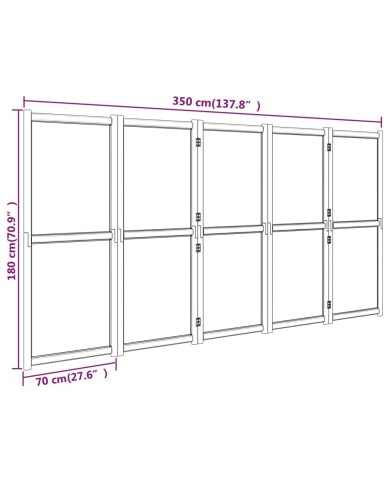 Cloison de séparation 5 panneaux Blanc crème 350x180 cm