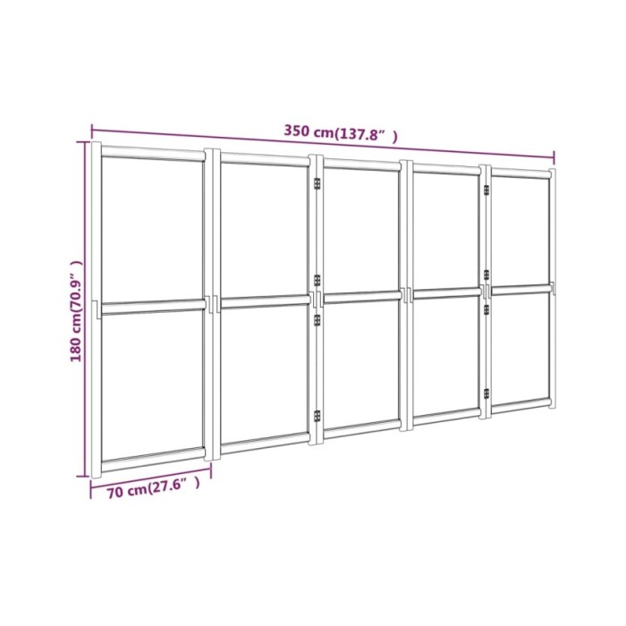 Cloison de séparation 5 panneaux Blanc crème 350x180 cm