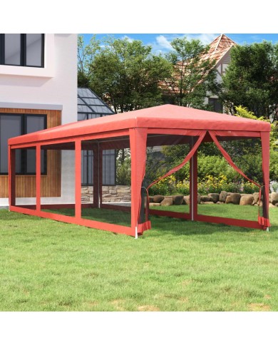 Tente de fête avec 8 parois latérales en maille Rouge 3x9m PEHD
