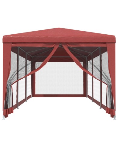 Tente de fête avec 8 parois latérales en maille Rouge 3x9m PEHD