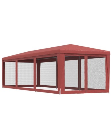 Tente de fête avec 8 parois latérales en maille Rouge 3x9m PEHD