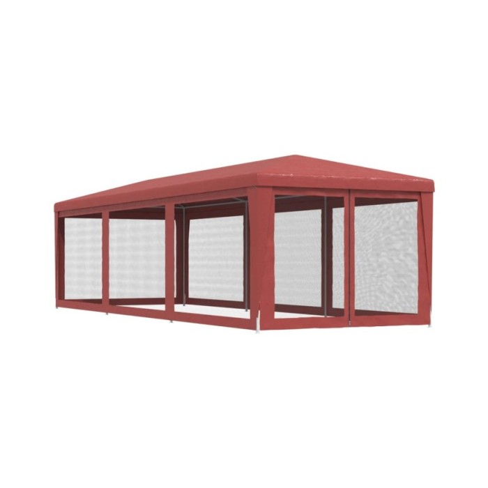 Tente de fête avec 8 parois latérales en maille Rouge 3x9m PEHD