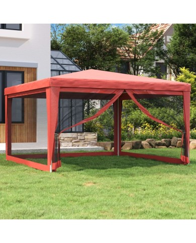 Tente de fête avec 4 parois latérales en maille Rouge 4x4m PEHD