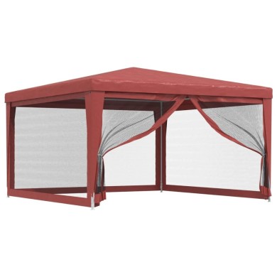Tente de fête avec 4 parois latérales en maille Rouge 4x4m PEHD
