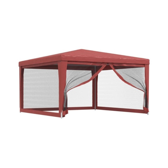 Tente de fête avec 4 parois latérales en maille Rouge 4x4m PEHD