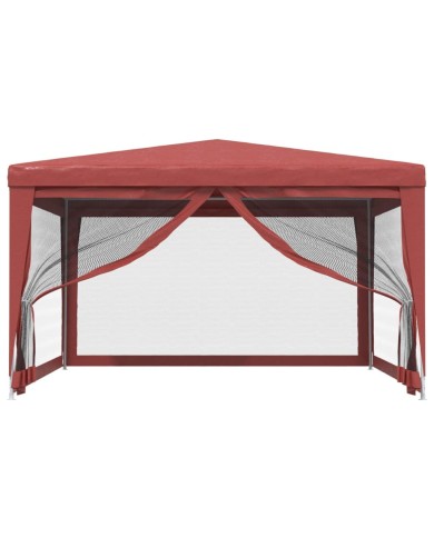 Tente de fête avec 4 parois latérales en maille Rouge 4x4m PEHD