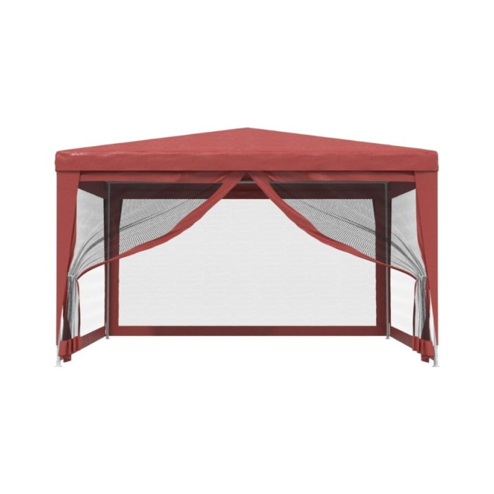 Tente de fête avec 4 parois latérales en maille Rouge 4x4m PEHD