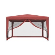 Tente de fête avec 4 parois latérales en maille Rouge 4x4m PEHD