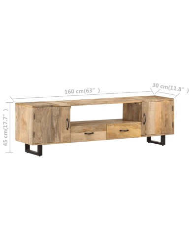 Meuble TV 160x30x45 cm Bois massif de manguier