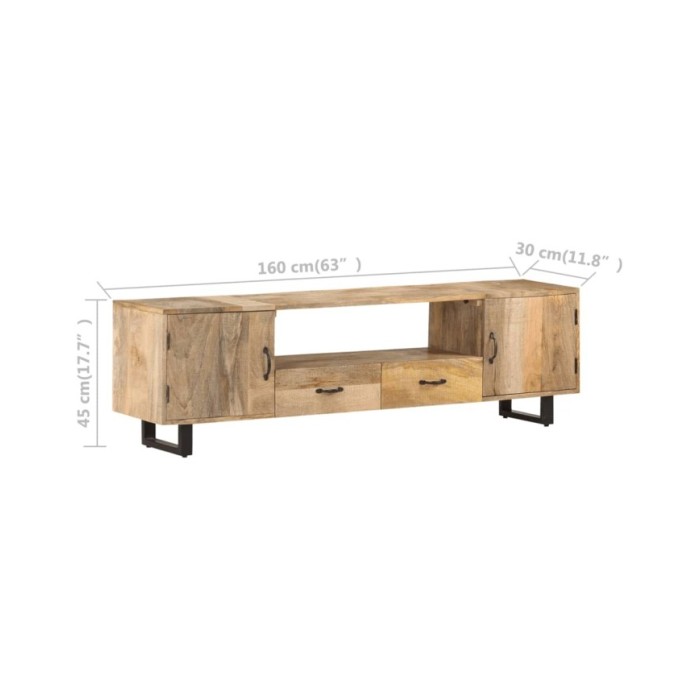Meuble TV 160x30x45 cm Bois massif de manguier