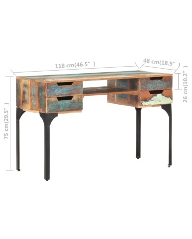 Bureau 118x48x75 cm Bois de récupération massif