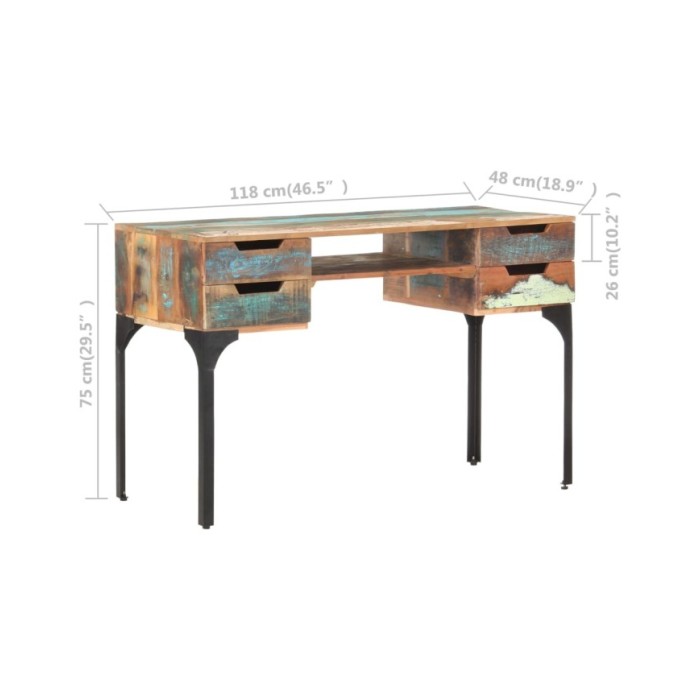 Bureau 118x48x75 cm Bois de récupération massif