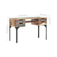 Bureau 118x48x75 cm Bois de récupération massif