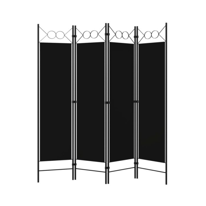 Cloison de séparation 4 panneaux Noir 160 x 180 cm