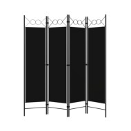 Cloison de séparation 4 panneaux Noir 160 x 180 cm