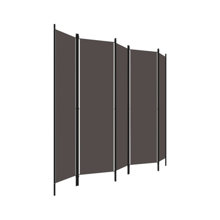 Cloison de séparation 5 panneaux Anthtracite 250x180 cm