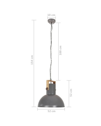 Lampe suspendue industrielle 25 W Gris Rond Manguier 52 cm E27