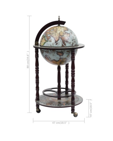 Bar sous forme de globe Bois d'eucalyptus Bleu