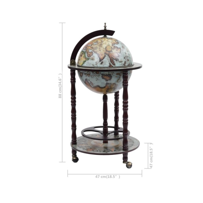 Bar sous forme de globe Bois d'eucalyptus Bleu