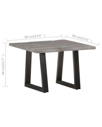 Table basse avec bord naturel 60x60x40 cm Bois d'acacia massif