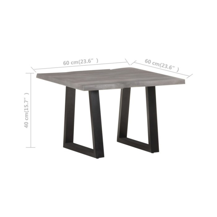 Table basse avec bord naturel 60x60x40 cm Bois d'acacia massif