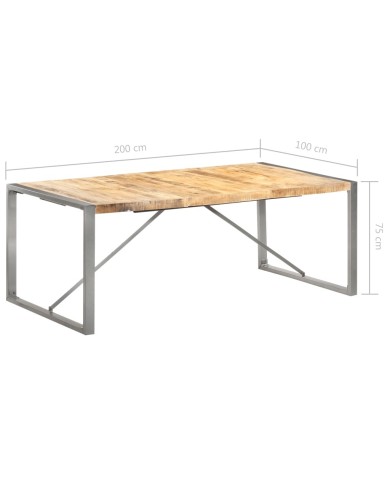 Table à dîner 200x100x75 cm Bois de manguier massif brut