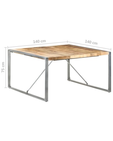 Table de salle à manger 140x140x75 cm Bois de manguier brut