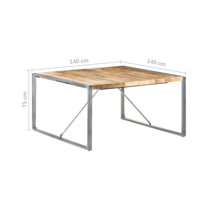 Table de salle à manger 140x140x75 cm Bois de manguier brut