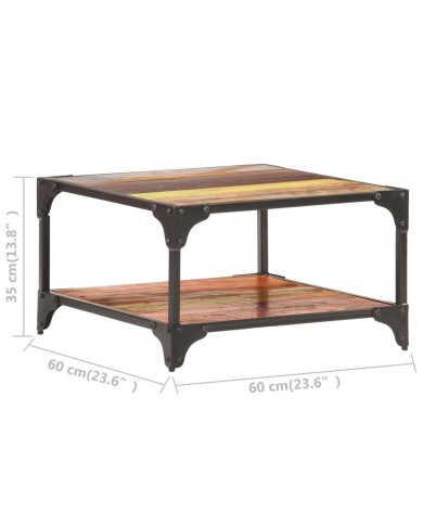 Table basse 60x60x35 cm Bois de récupération massif