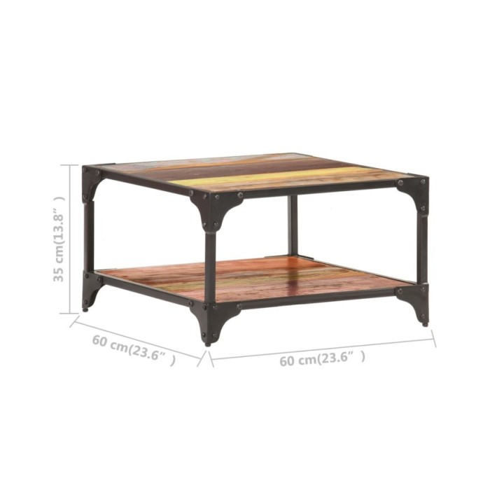 Table basse 60x60x35 cm Bois de récupération massif
