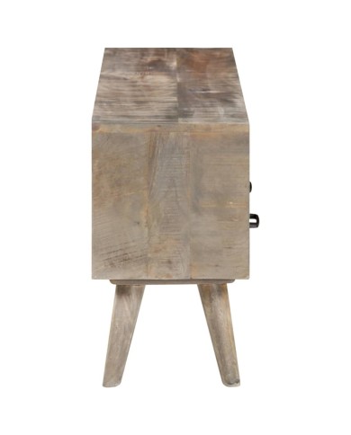 Meuble TV Gris 130x35x51 cm Bois massif de manguier brut
