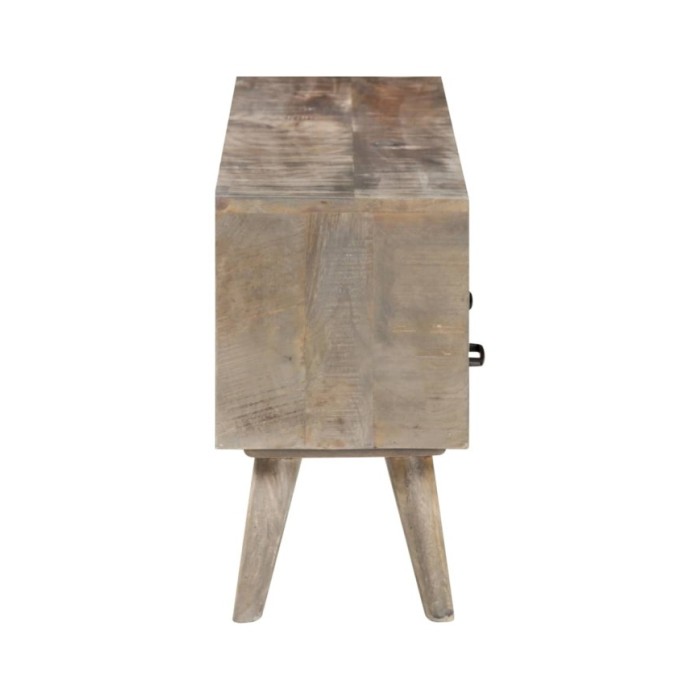 Meuble TV Gris 130x35x51 cm Bois massif de manguier brut