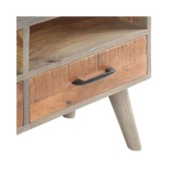 Meuble TV Gris 130x35x51 cm Bois massif de manguier brut