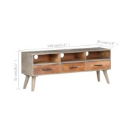 Meuble TV Gris 130x35x51 cm Bois massif de manguier brut